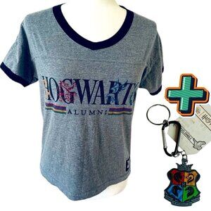 Lot of NWT Harry Potter Keychain Hogwarts Houses + Hogwarts T-Shirt  (Size XS)